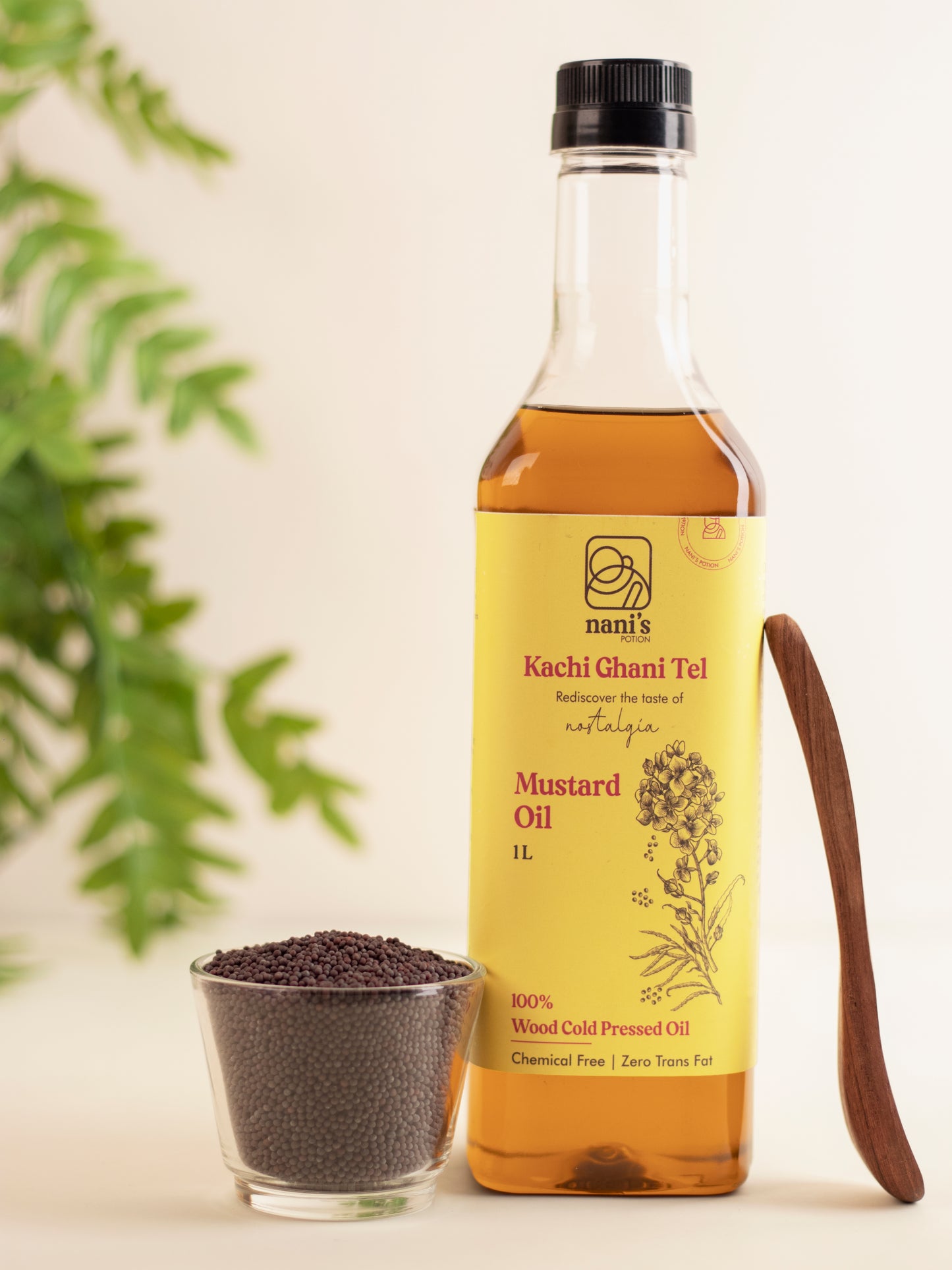 Nani's Potion Wood Cold Pressed Mustard Oil 1 L (Plastic Bottle)